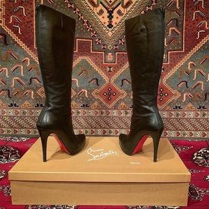 Christian Louboutin black leather stiletto heels